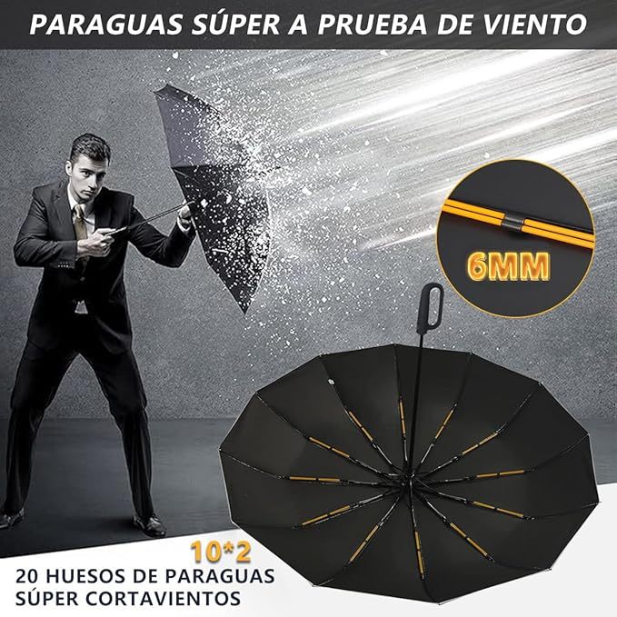 Paraguas automático, con hebillas, fácil de llevar