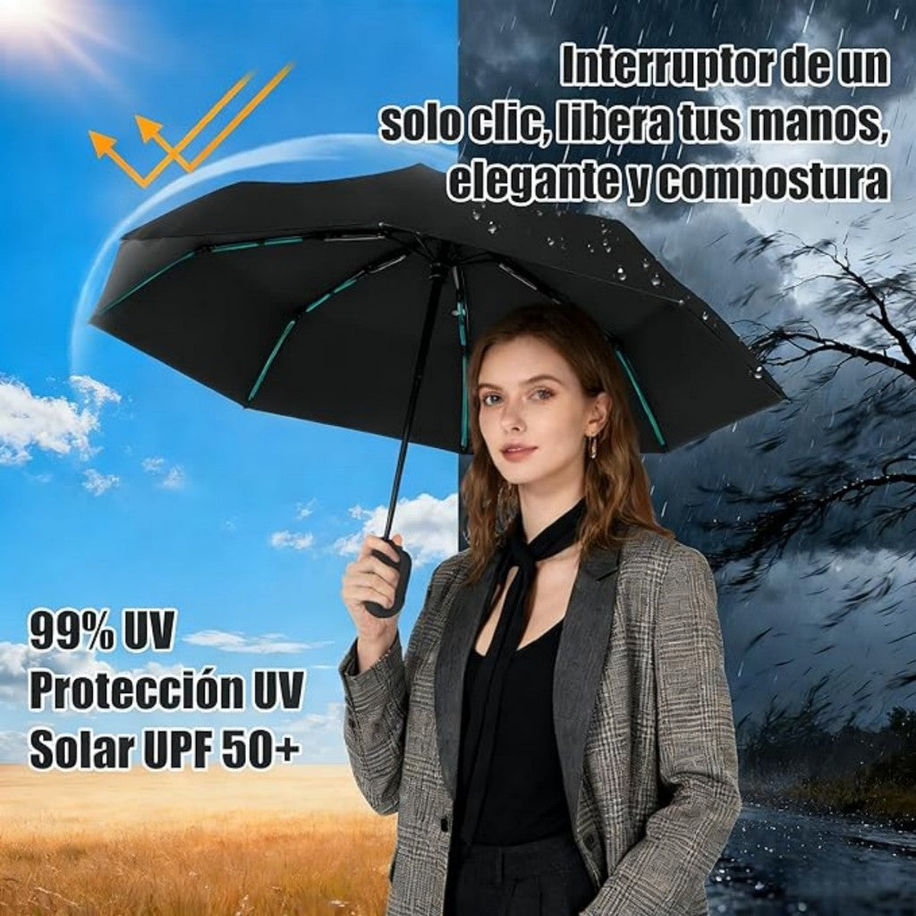Paraguas automático, con hebillas, fácil de llevar