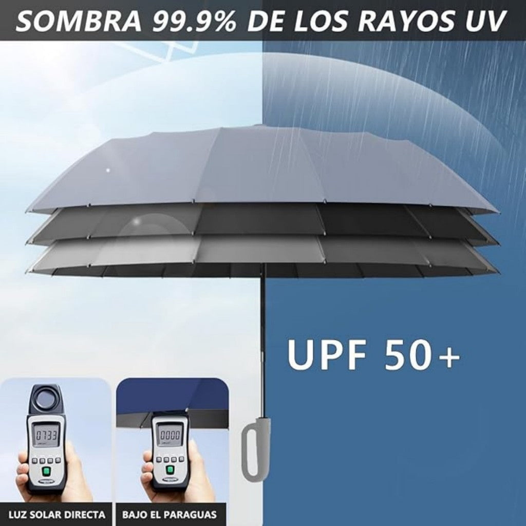Paraguas automático, con hebillas, fácil de llevar