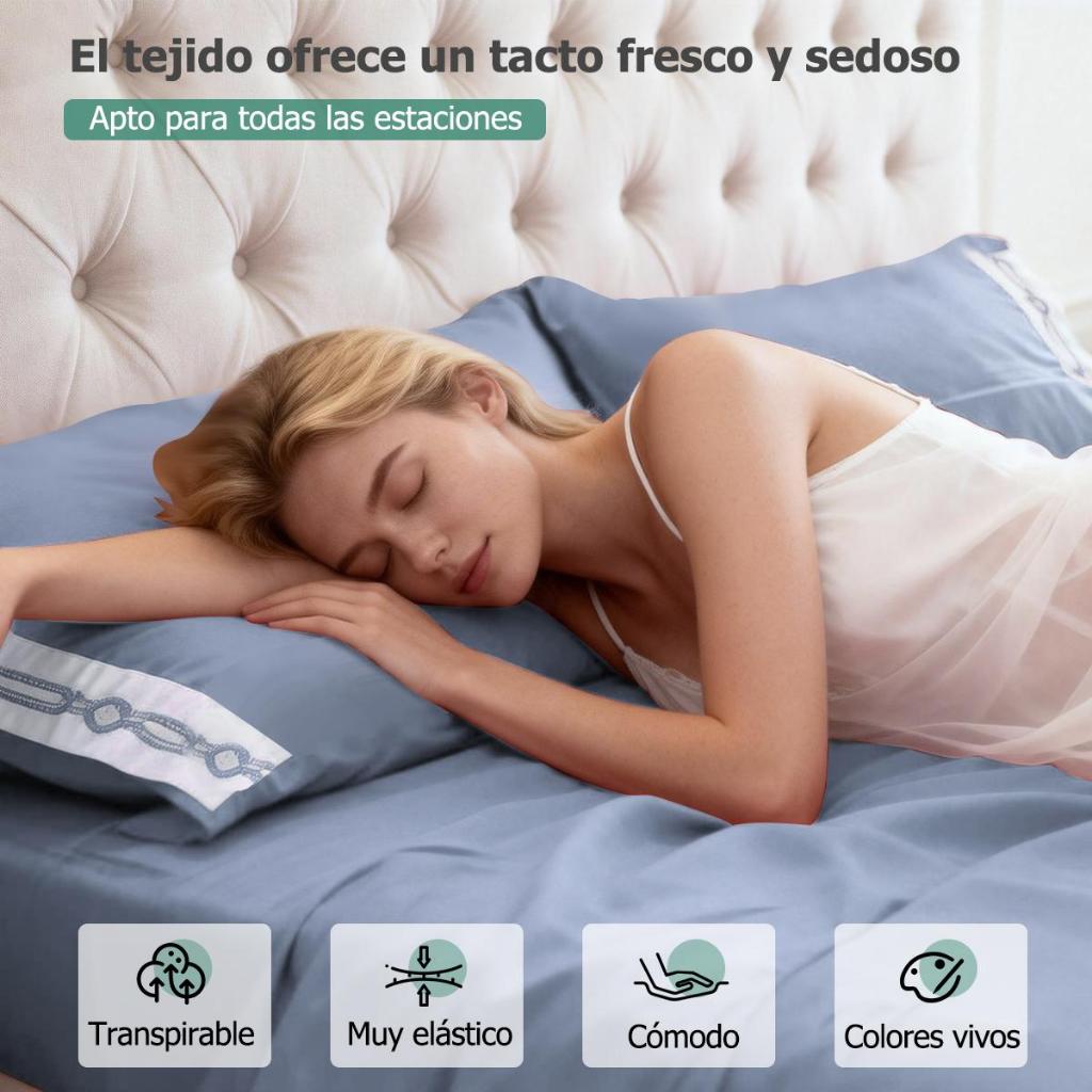 Juego de Sábanas Premium,Sábanas Egipcias Microfibra 2800 Hilos