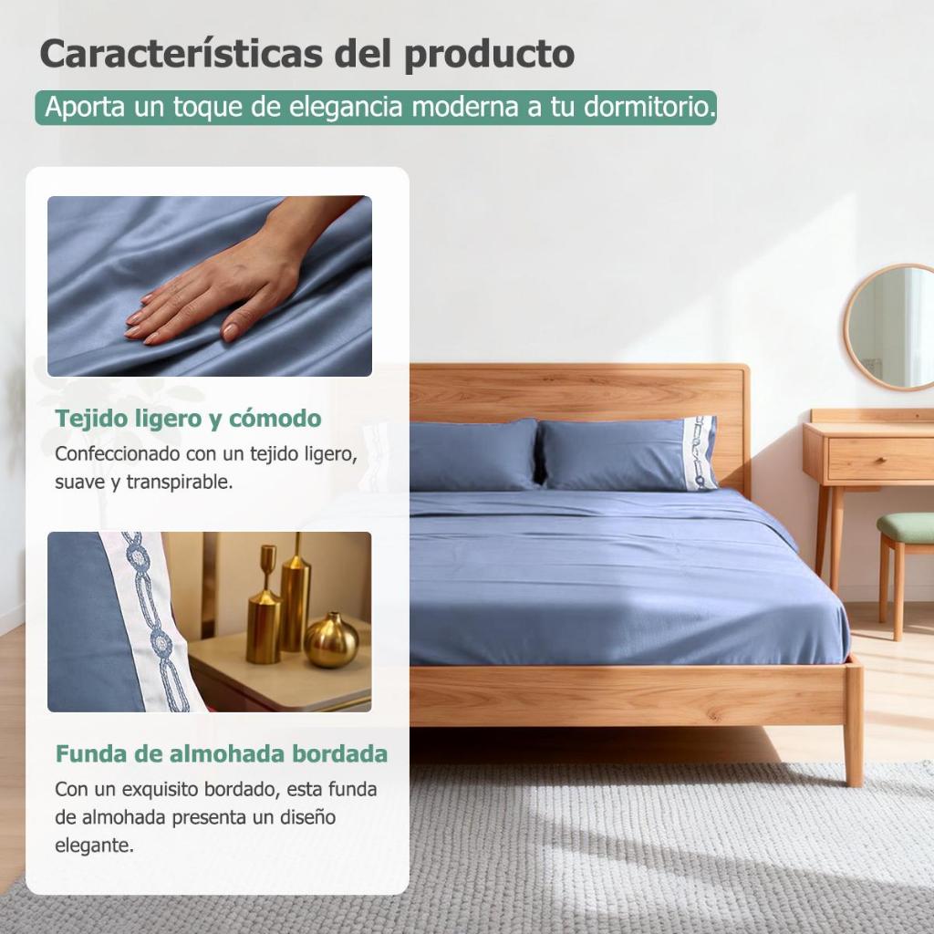 Juego de Sábanas Premium,Sábanas Egipcias Microfibra 2800 Hilos