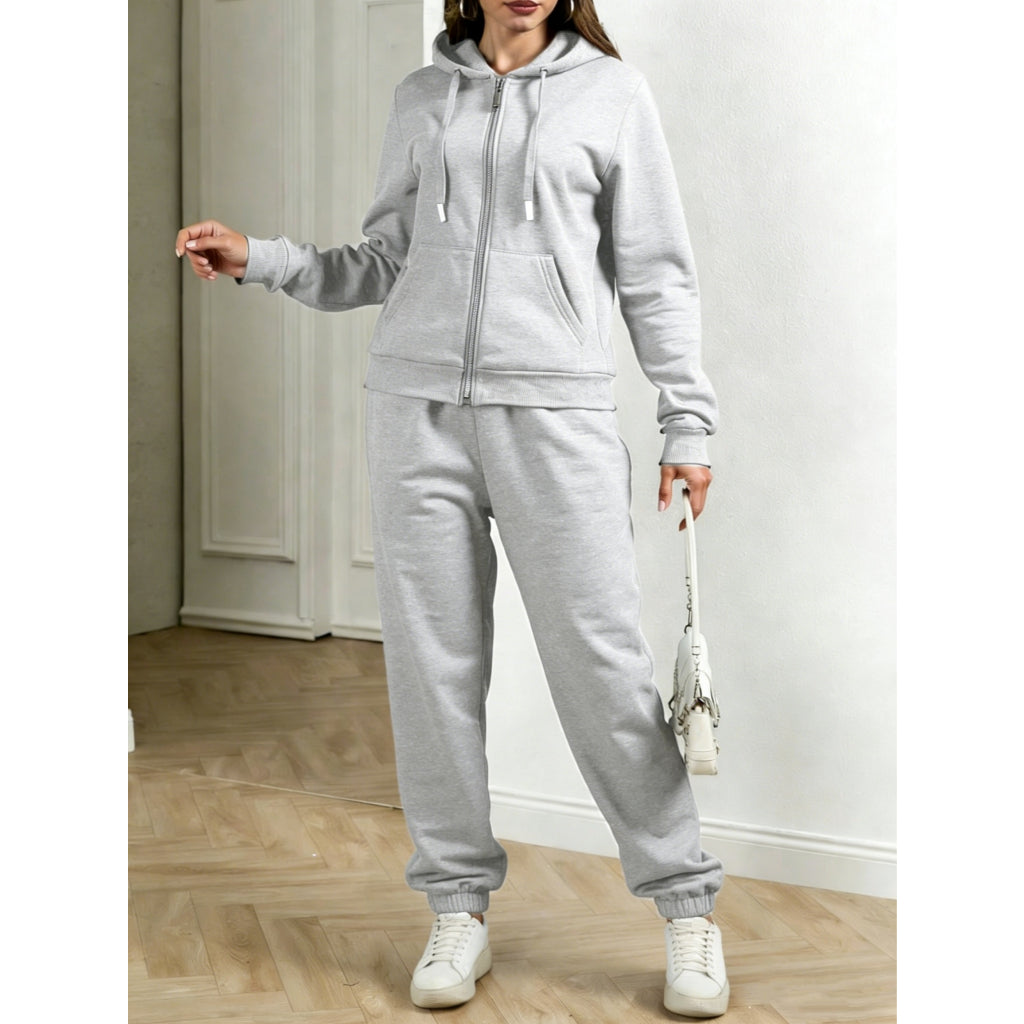 Conjunto Casual Deportivo Tela Ligera Para Dama 2 Piezas Con Sudadera Gorro Y Pantalón Corte Recto