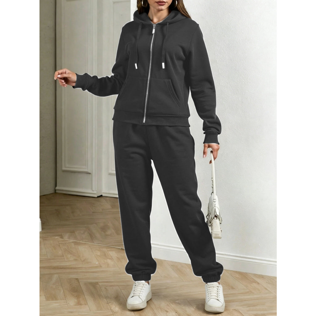 Conjunto Casual Deportivo Tela Ligera Para Dama 2 Piezas Con Sudadera Gorro Y Pantalón Corte Recto
