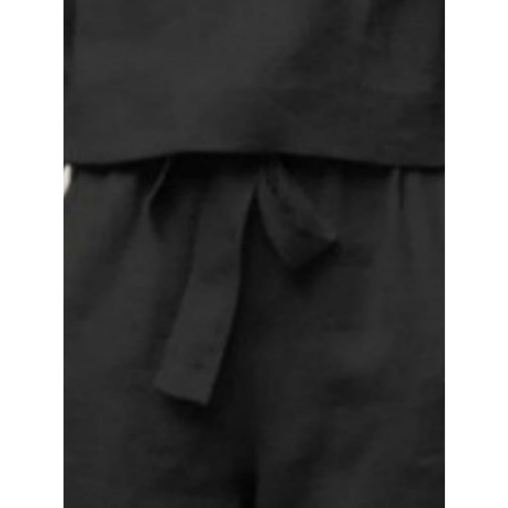 Conjunto casual de 2 piezas, unicolor, para mujer: blusa de manga corta y pantalón largo