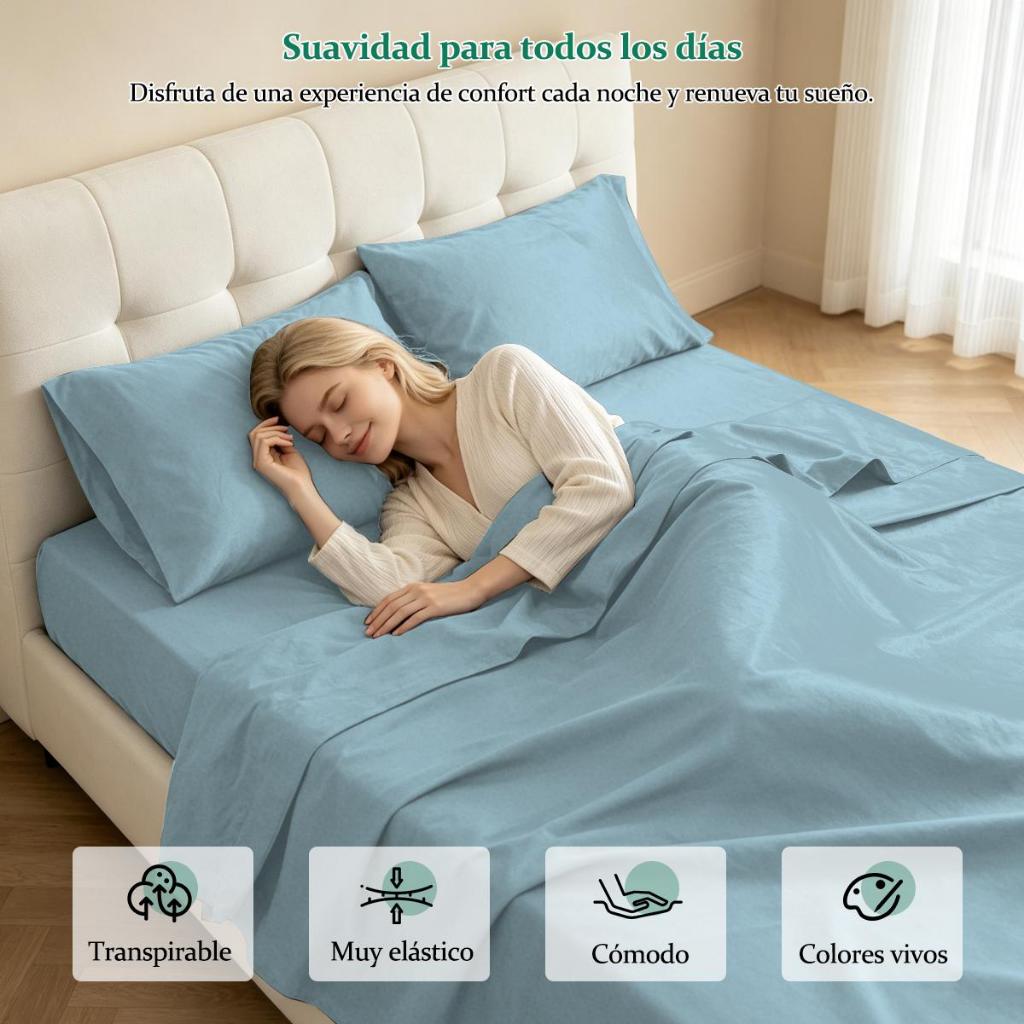 Juego de Sábanas 2000 Hilos Microfibra Lisa