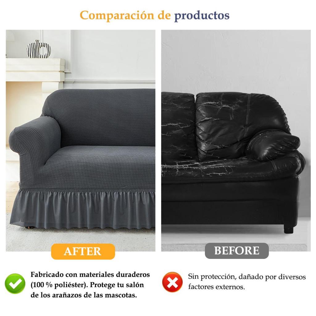 Set de 3 Fundas con Falda para Sofá,Cubre Sillón 1 2 3 Plazas