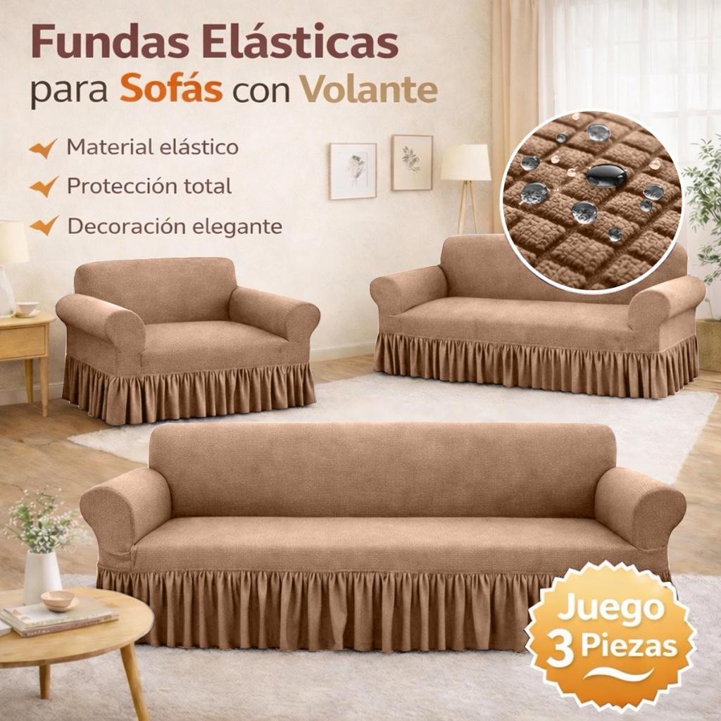 Set de 3 Fundas con Falda para Sofá,Cubre Sillón 1 2 3 Plazas