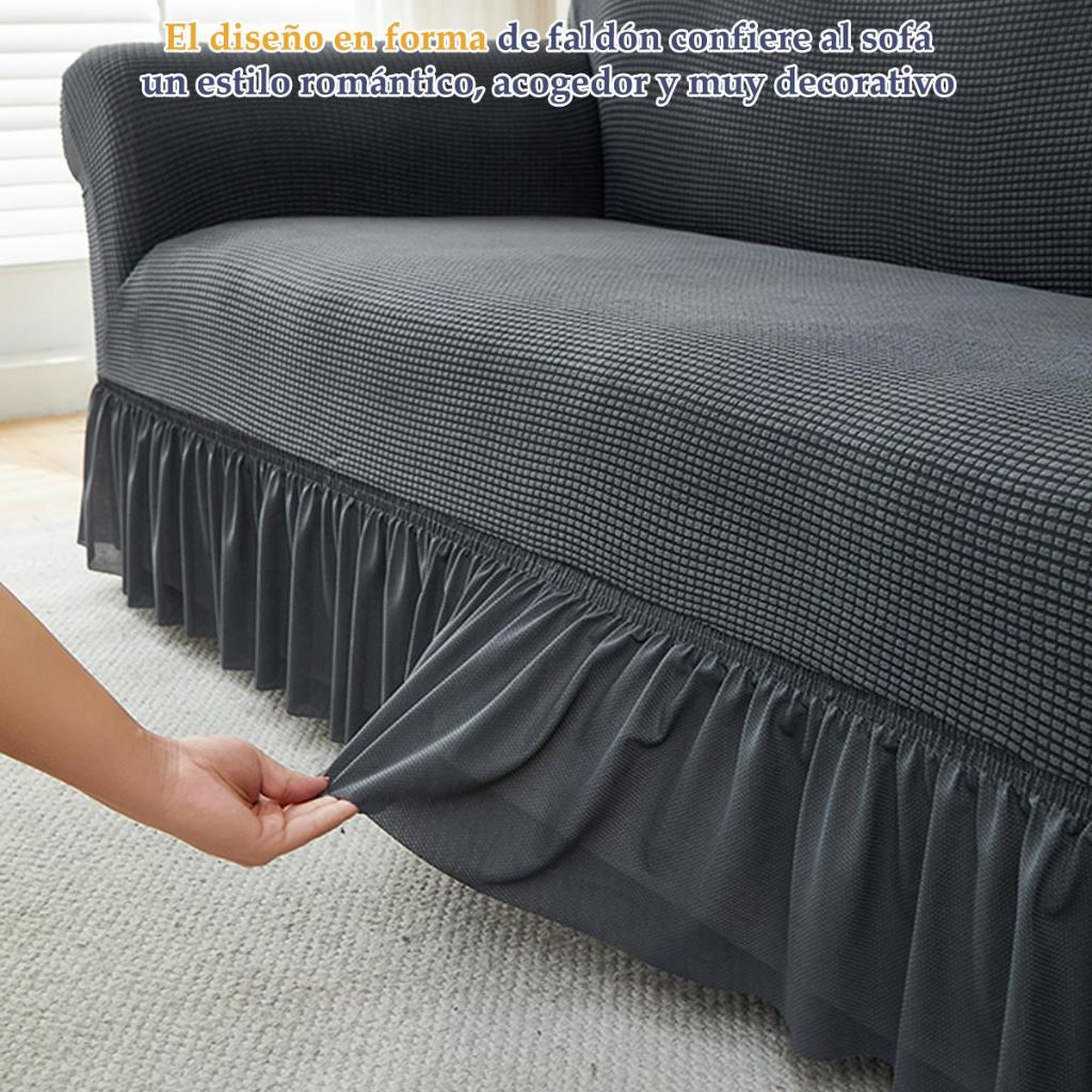 Set de 3 Fundas con Falda para Sofá,Cubre Sillón 1 2 3 Plazas