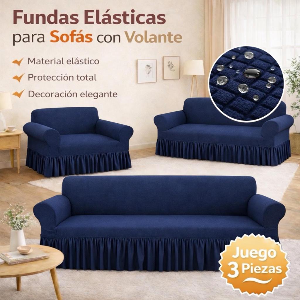 Set de 3 Fundas con Falda para Sofá,Cubre Sillón 1 2 3 Plazas