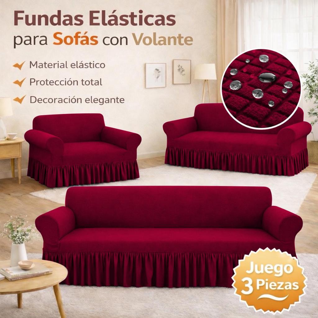 Set de 3 Fundas con Falda para Sofá,Cubre Sillón 1 2 3 Plazas