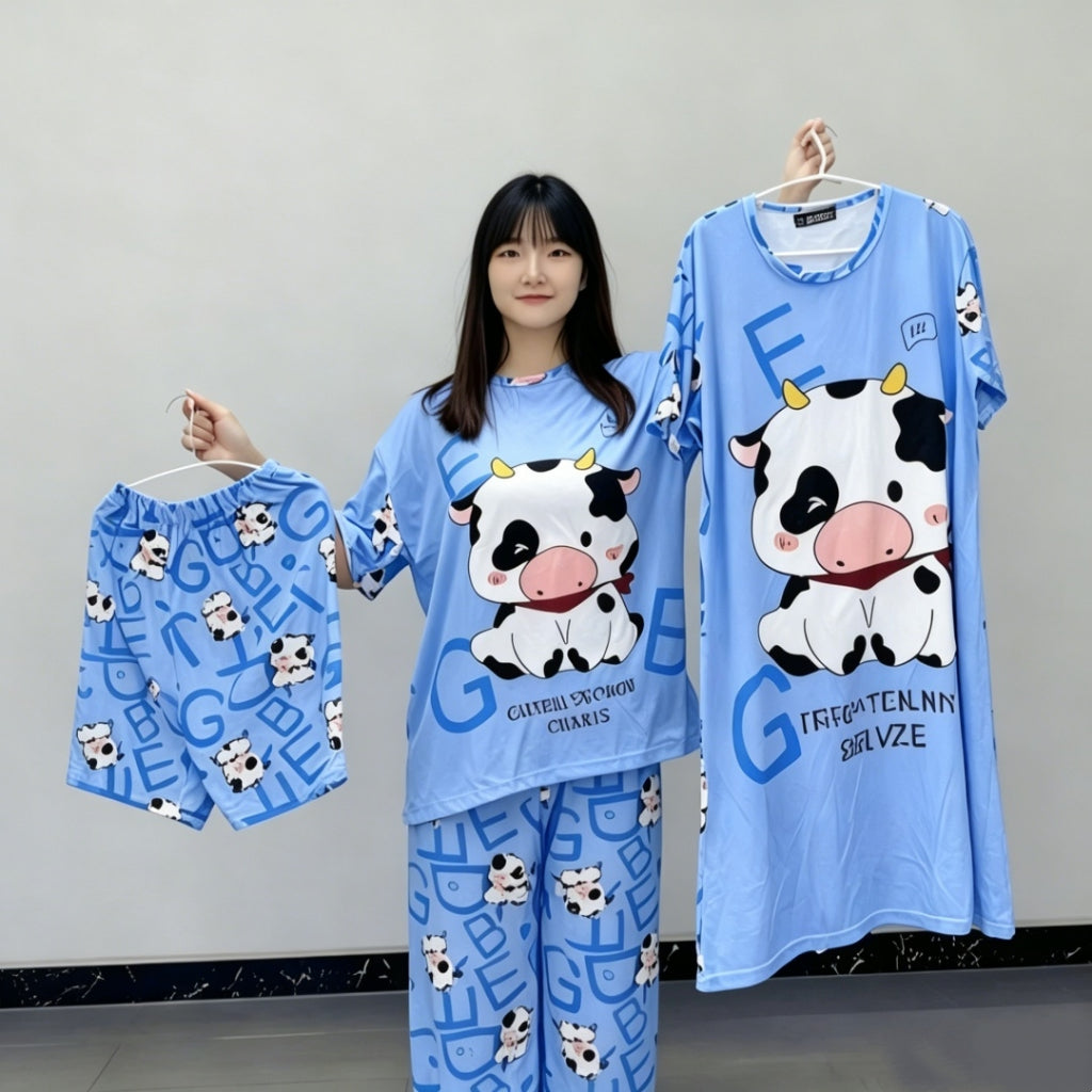 Pijama Mujer 4 Suave Estampado Oso Rosa Conjunto Corto Largo Camisón Dormir Casual