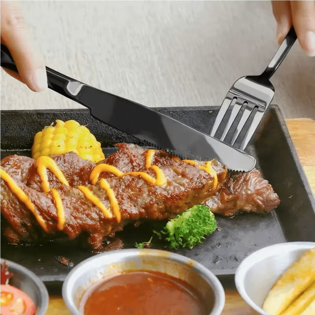 OFERTA LIMITADA Juego Cubiertos Dorado 24/30Pz Acero Inoxidable Cuchillo Tenedor Cuchara