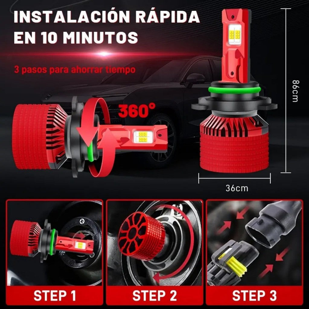 Bombillas LED Para Faros Auto CSP/COB 4 Lados 24000LM–30000LM, Luz Blanca