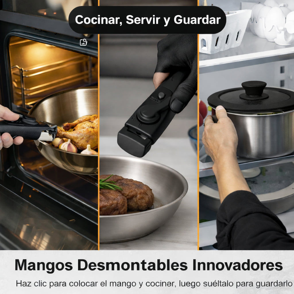 Oferta Relámpago Set 5 Ollas Antiadherentes Desmontables Mango Removible Cocina Multiusos