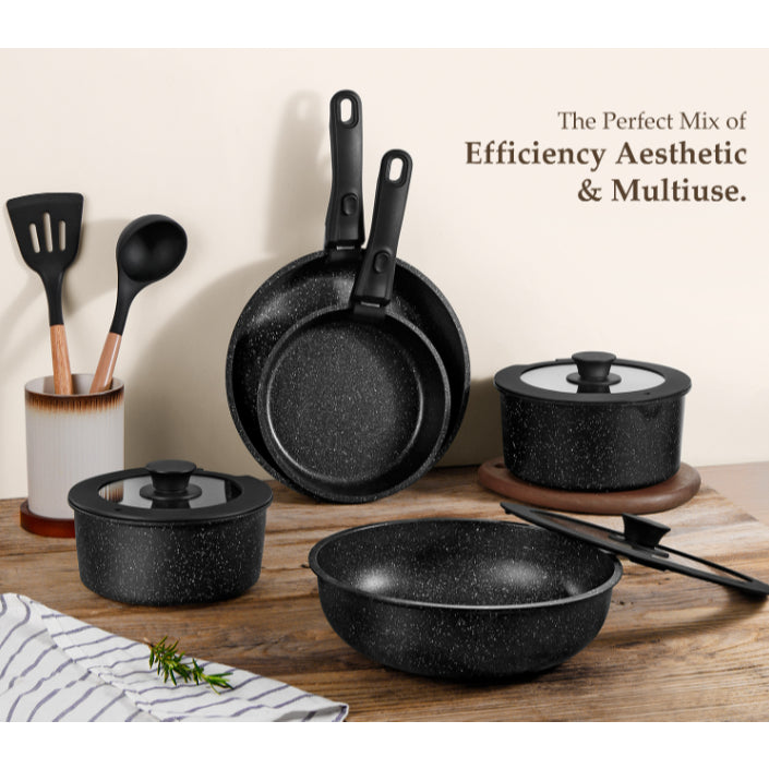 Oferta Relámpago Set 5 Ollas Antiadherentes Desmontables Mango Removible Cocina Multiusos