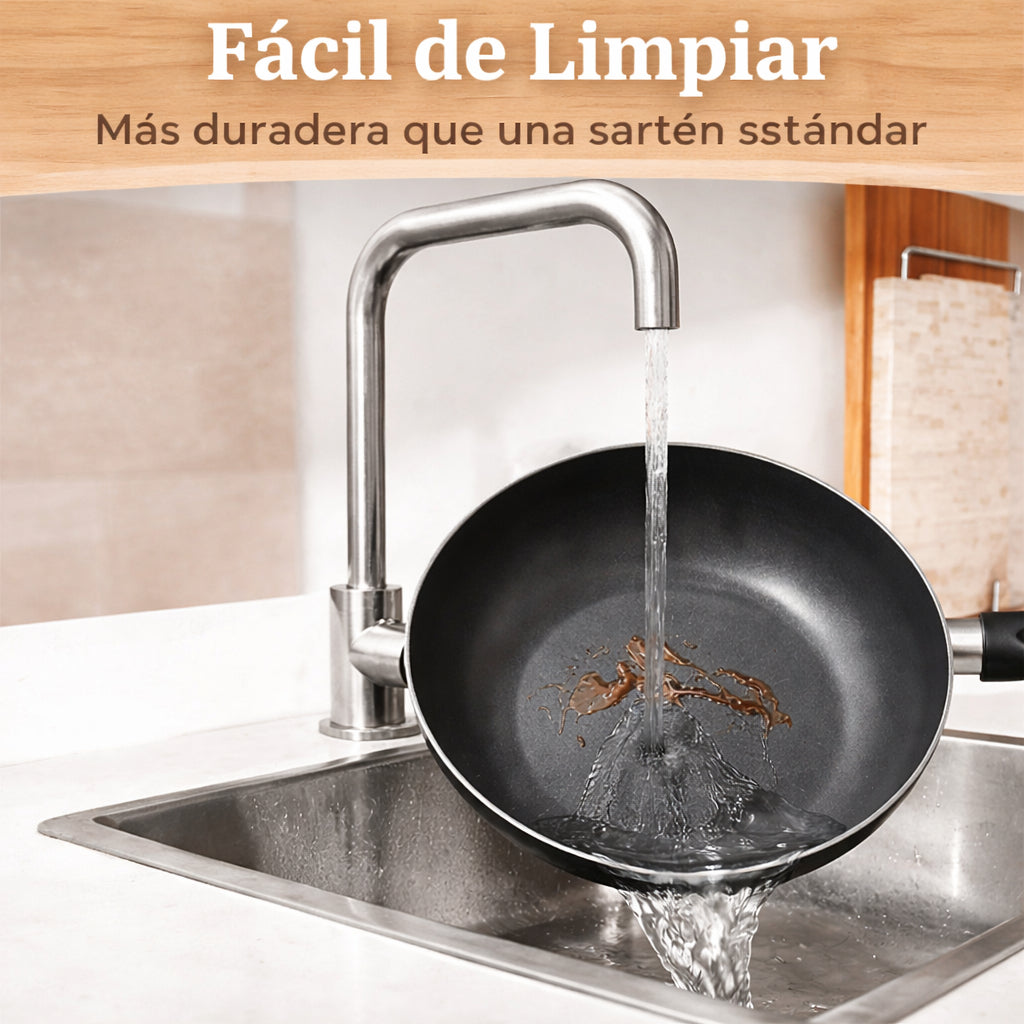 Set de Ollas y Sartenes Antiadherentes 6 Piezas + Utensilios Silicona y Medidores