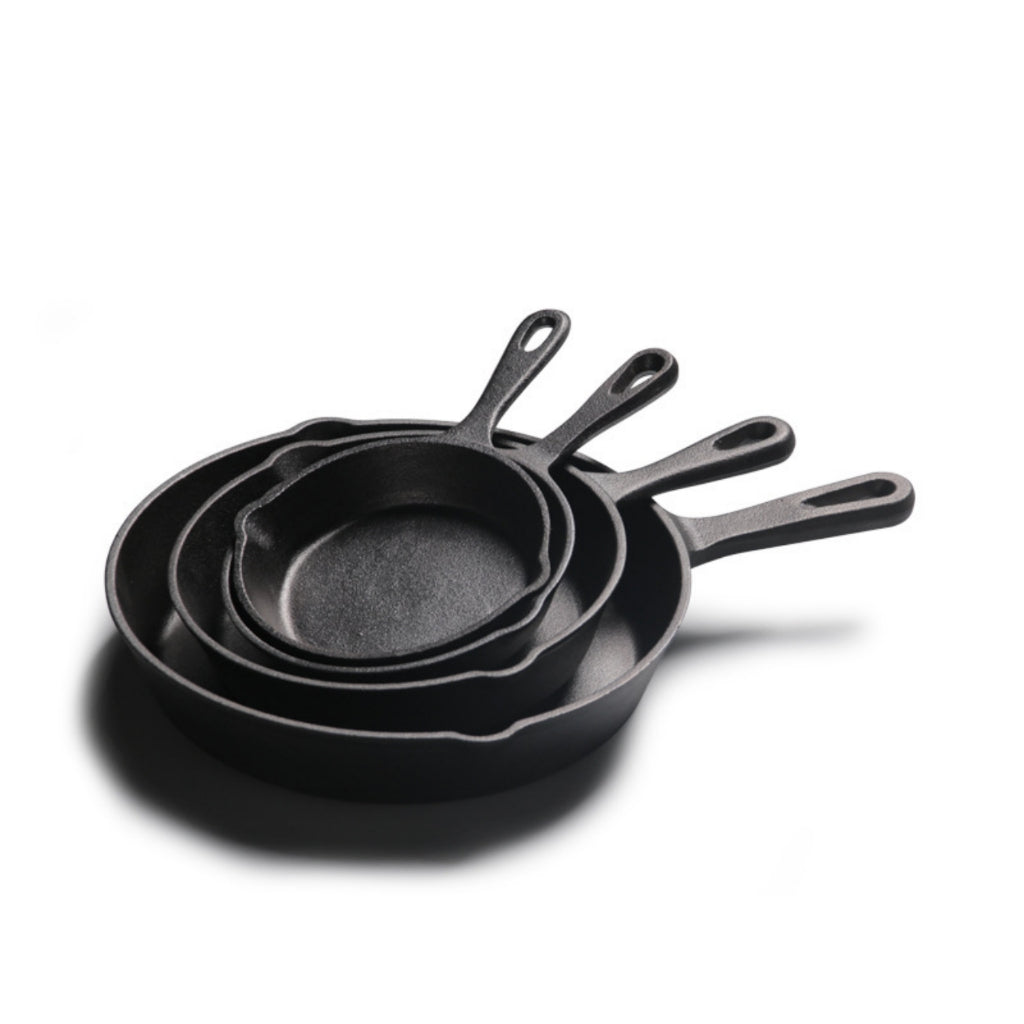 Oferta Flash Set 4 Sartenes Hierro Fundido Duradero para Cocina Inducción Gas