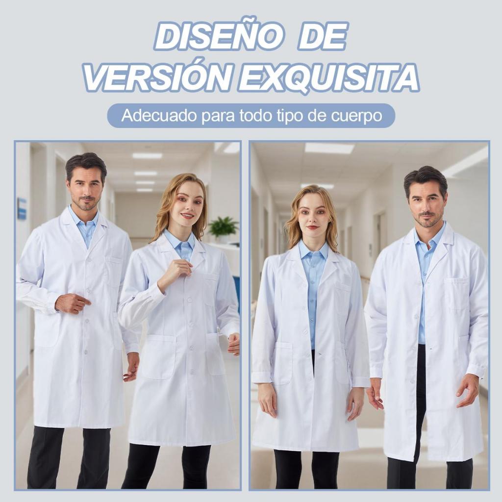 Bata Médica Unisex Nieion Manga Corta Tela Transpirable Lavable