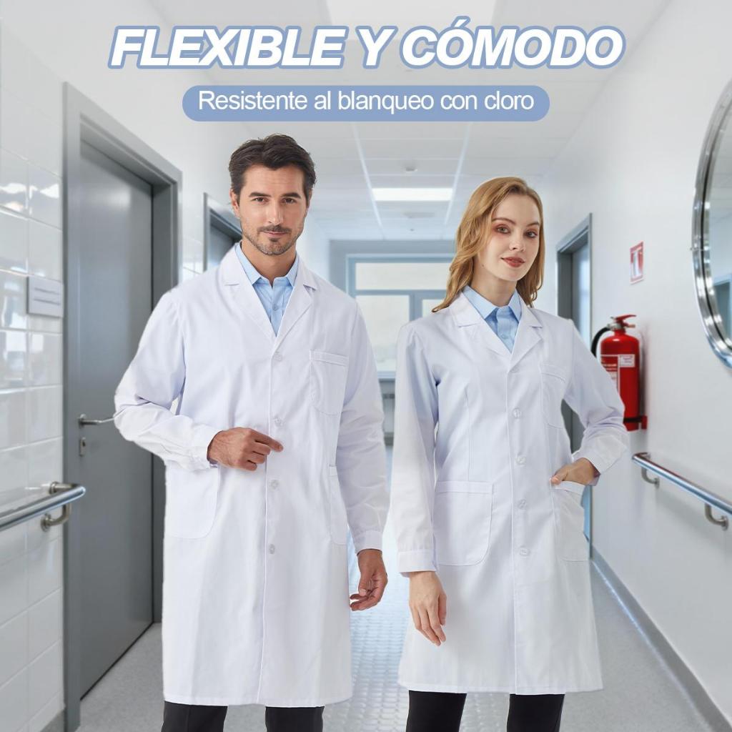 Bata Médica Unisex Nieion Manga Corta Tela Transpirable Lavable