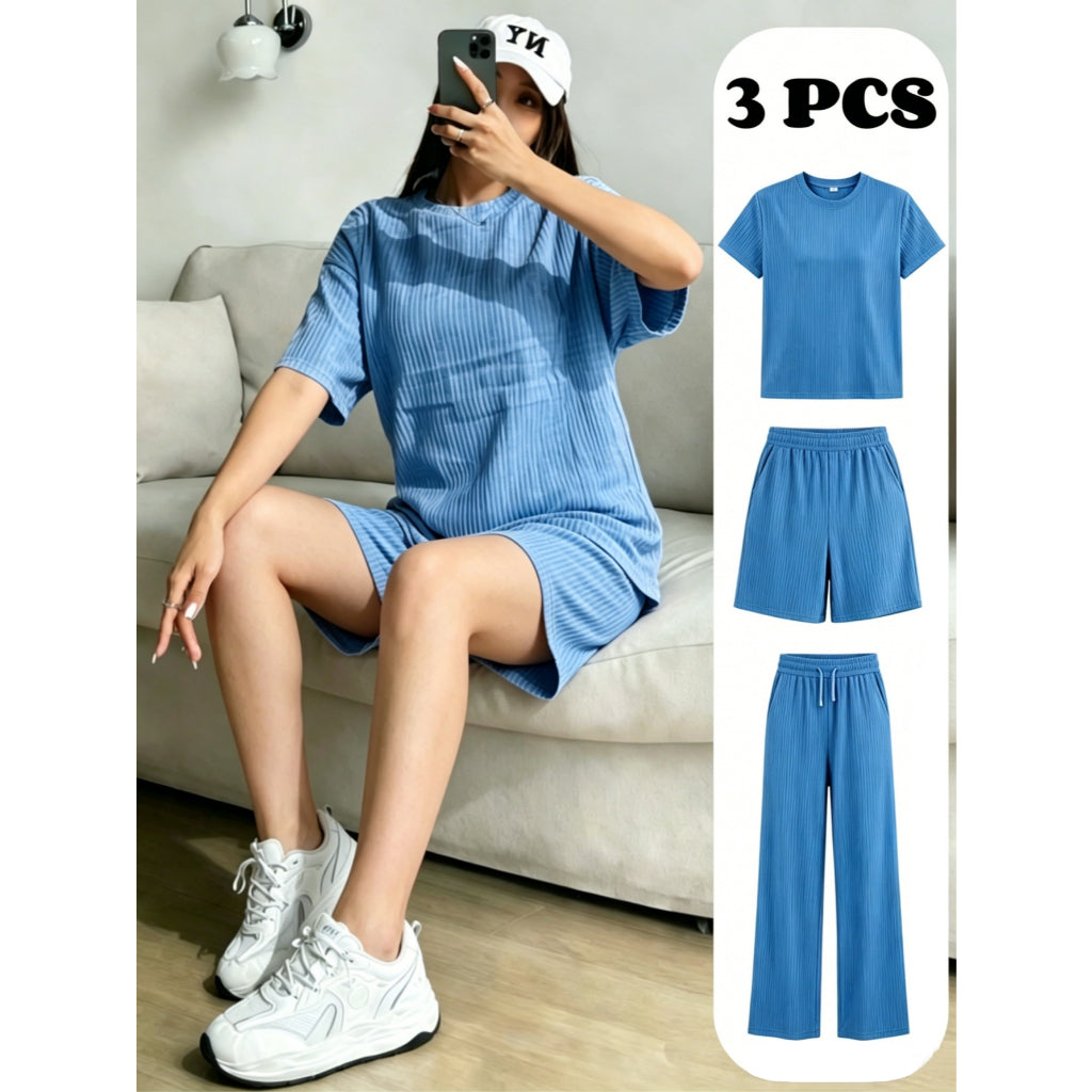 Conjunto 3 Piezas Ropa Casual Mujer, Conjunto Comodo Ribeteado,