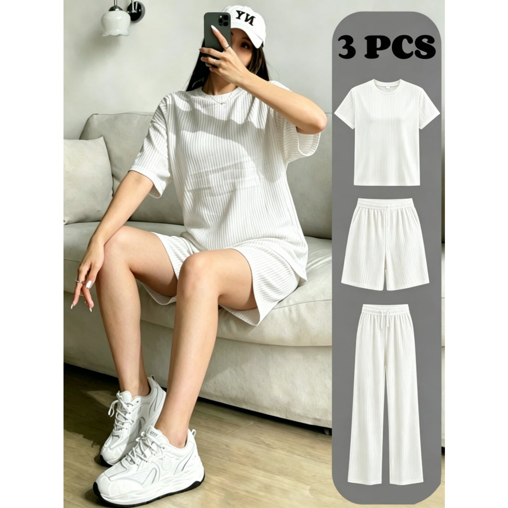 Conjunto 3 Piezas Ropa Casual Mujer, Conjunto Comodo Ribeteado,