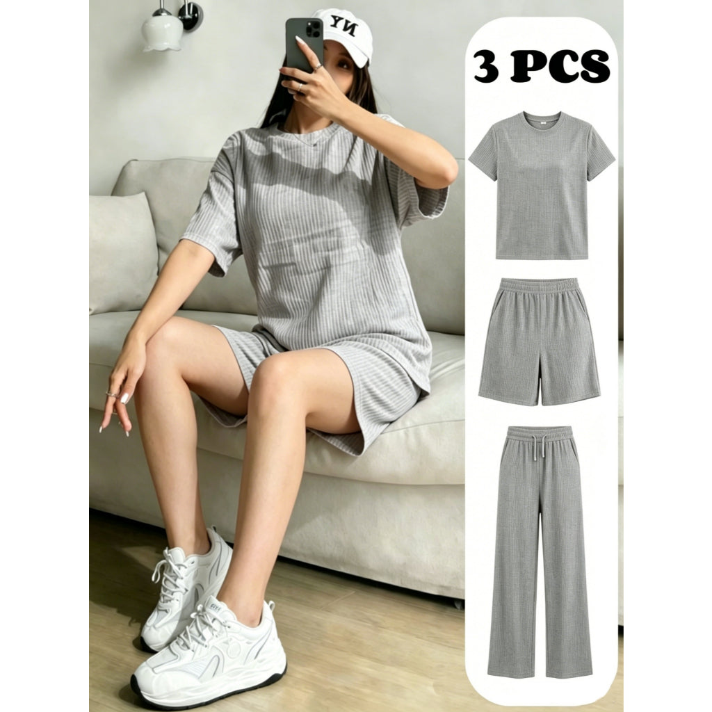 Conjunto 3 Piezas Ropa Casual Mujer, Conjunto Comodo Ribeteado,