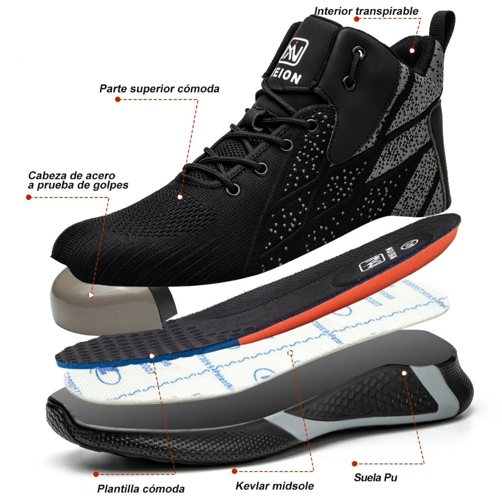 Tenis de Seguridad Hombre Nieion 100% Transpirable Punta Acero Antipinchazos