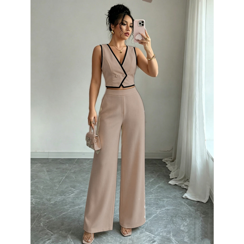 Precio Oferta Limitada Enterizo Mujer Sin Mangas Blanco Cuello V Pierna Ancha Elegante Formal Fiesta
