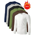 6PCS Playera Manga Larga Hombre Suave Elástica Cuello Redondo
