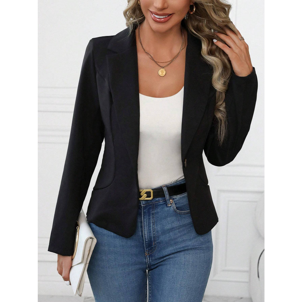 Limitada Blazer Mujer Ajustado Elegante Chaqueta Formal Negro