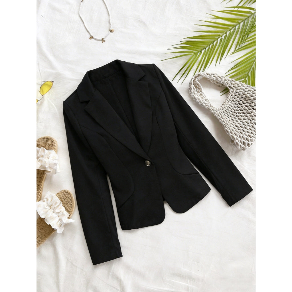 Limitada Blazer Mujer Ajustado Elegante Chaqueta Formal Negro