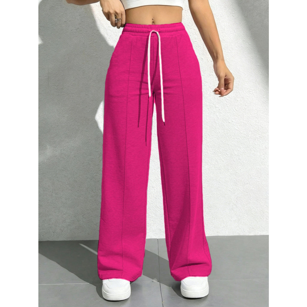 Pantalones Deportivos Mujer Suaves Cintura Alta Pierna Ancha Gris Casual Yoga Jogger con Cordón