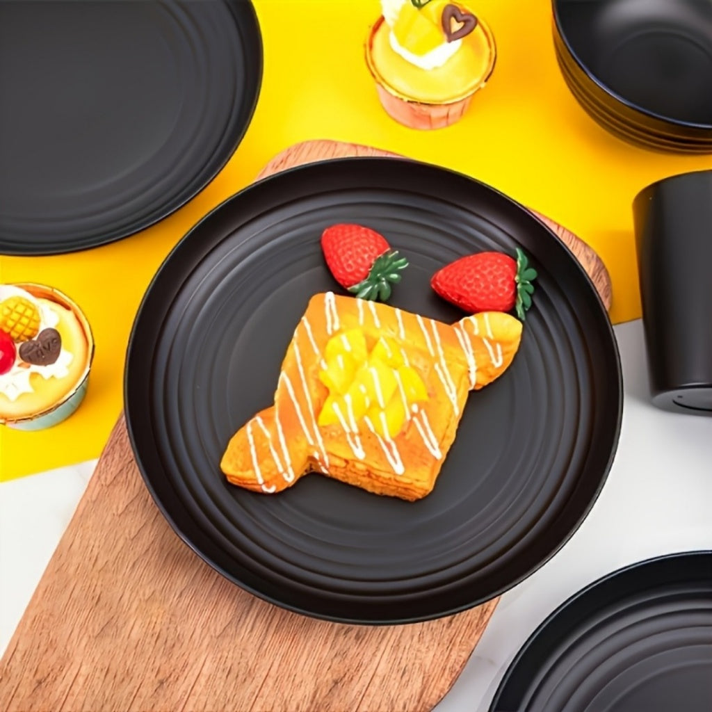 16pcs Plastic Tableware Set, Including Dinner Plates, Dessert Plates, Bowls, and Cups