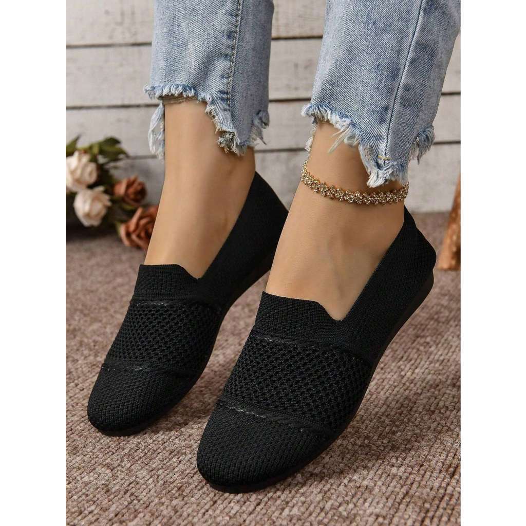 Mocasines Mujer Transpirable Malla Tejido Zapatos Planos Casuales Sin Cordones Para Diario