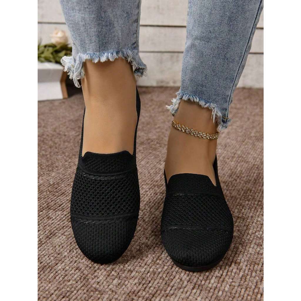 Mocasines Mujer Transpirable Malla Tejido Zapatos Planos Casuales Sin Cordones Para Diario