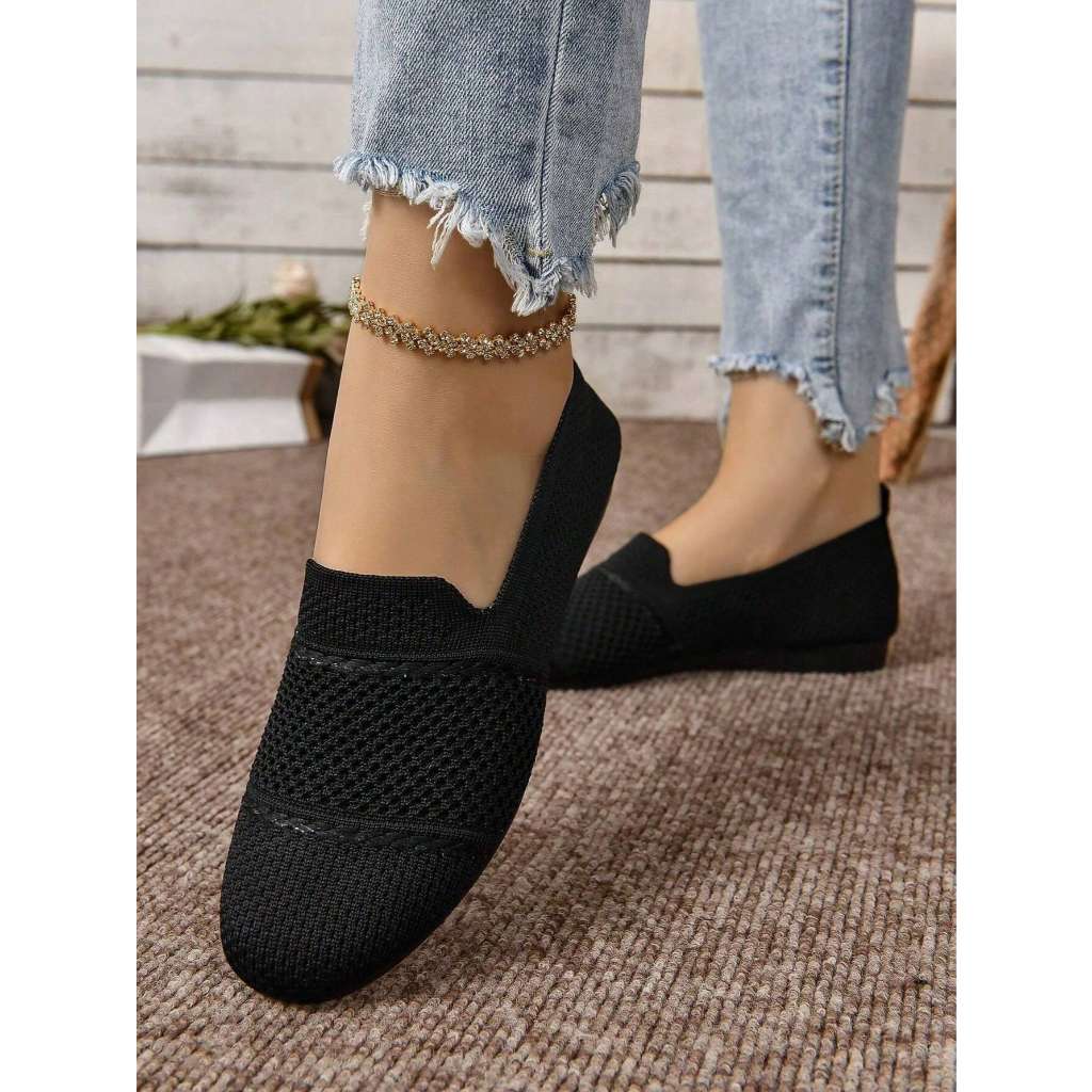 Mocasines Mujer Transpirable Malla Tejido Zapatos Planos Casuales Sin Cordones Para Diario
