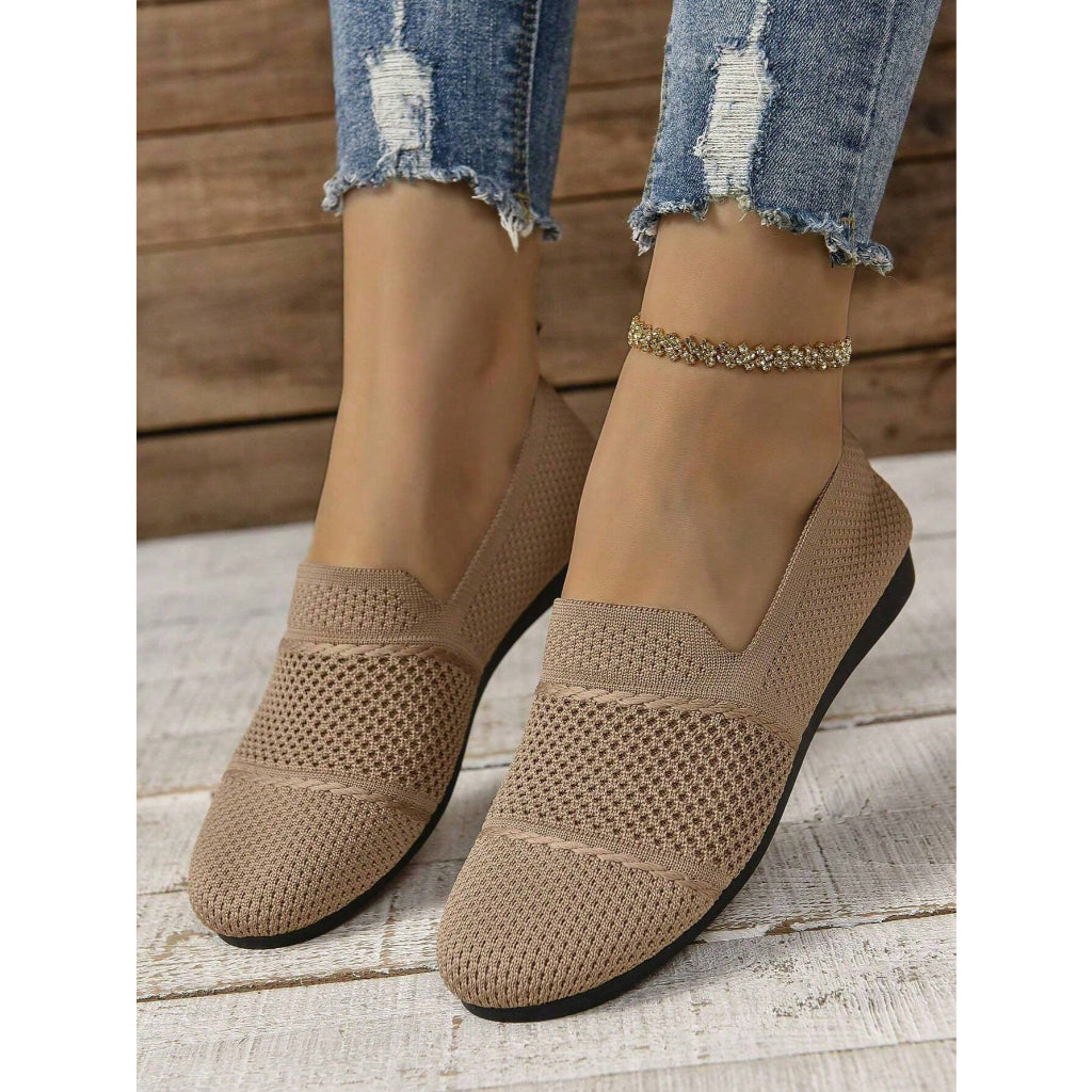 Mocasines Mujer Transpirable Malla Tejido Zapatos Planos Casuales Sin Cordones Para Diario