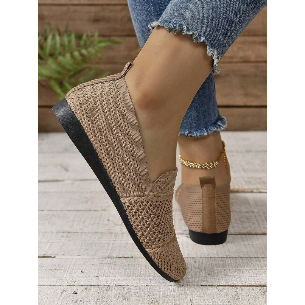 Mocasines Mujer Transpirable Malla Tejido Zapatos Planos Casuales Sin Cordones Para Diario