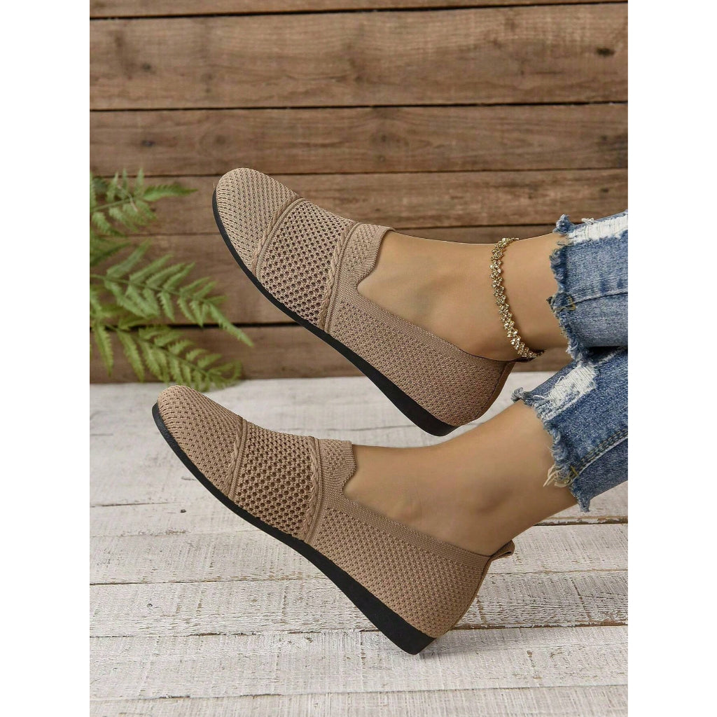 Mocasines Mujer Transpirable Malla Tejido Zapatos Planos Casuales Sin Cordones Para Diario