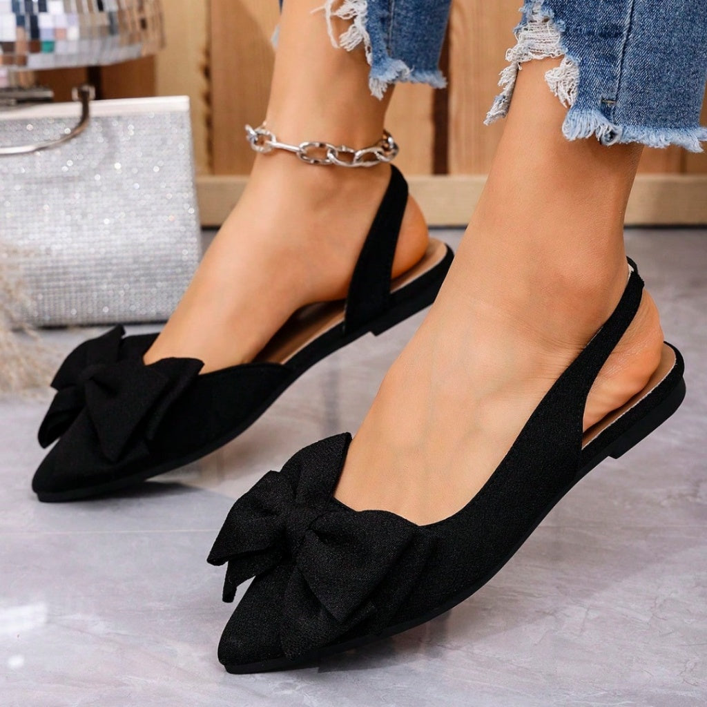 Zapatos Slingback Mujer Planos Con Lazo Punta Puntiaguda Zapatos Elegantes Casuales