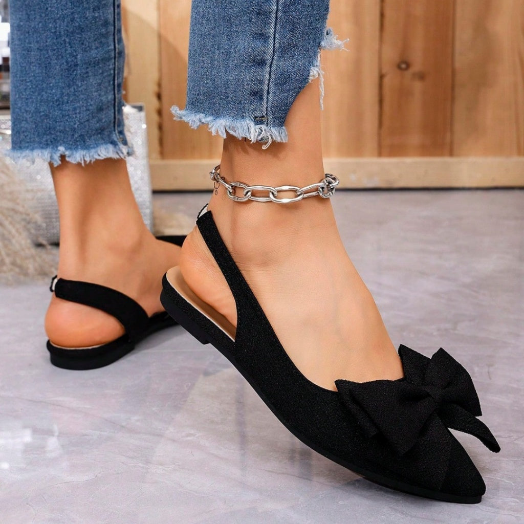 Zapatos Slingback Mujer Planos Con Lazo Punta Puntiaguda Zapatos Elegantes Casuales