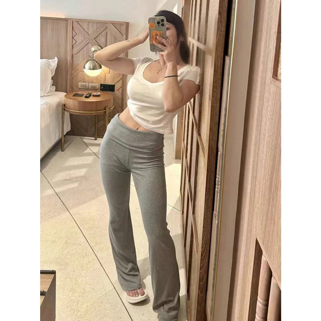 Pantalón Deportivo Mujer Pierna Ancha Elástico Cintura Alta Casual Gimnasio