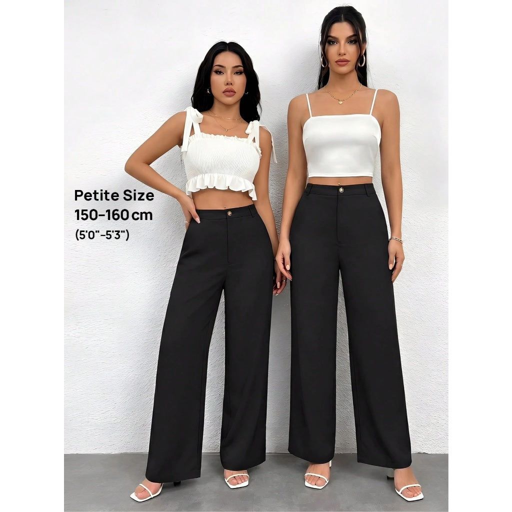 Pantalón Ancho Mujer Cintura Alta Negro Formal Casual Vestir Oficina Cómodo
