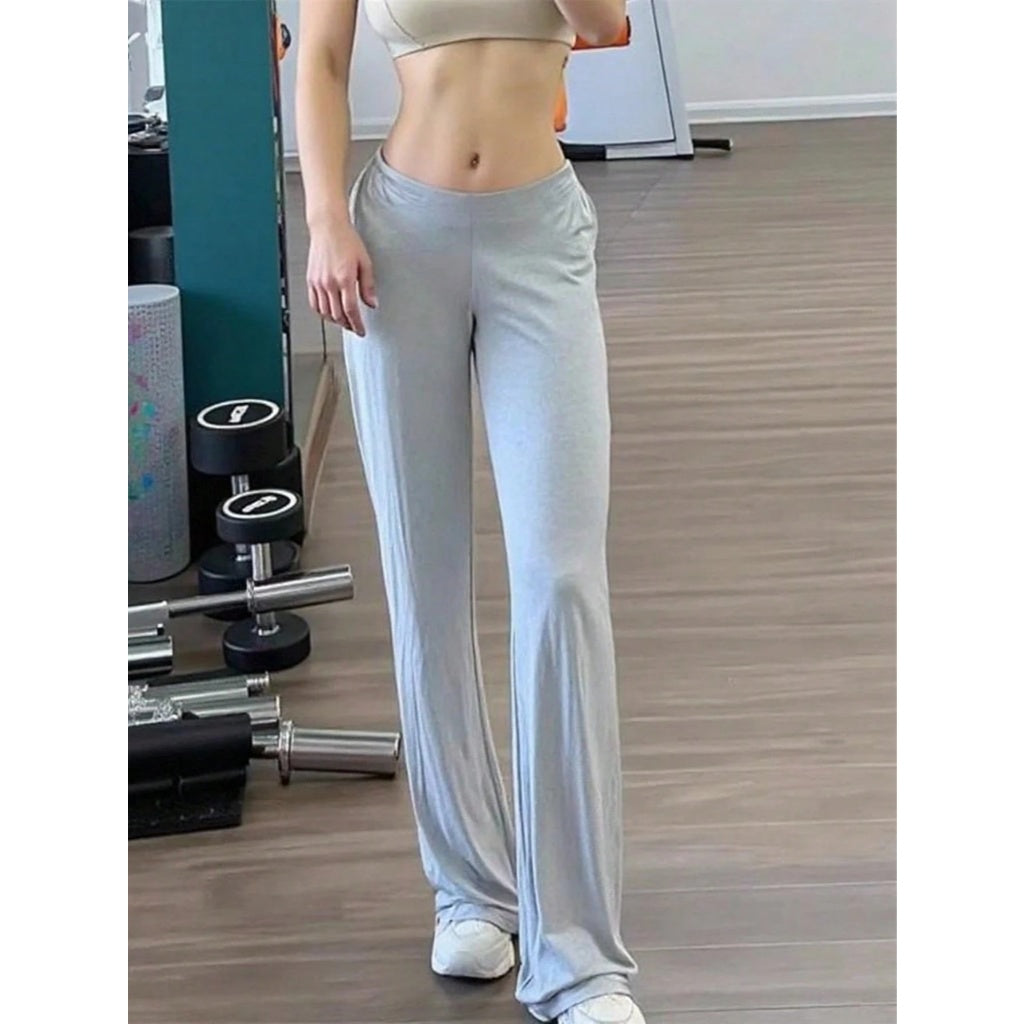 Pantalón Deportivo Mujer Pierna Ancha Elástico Cintura Alta Casual Gimnasio
