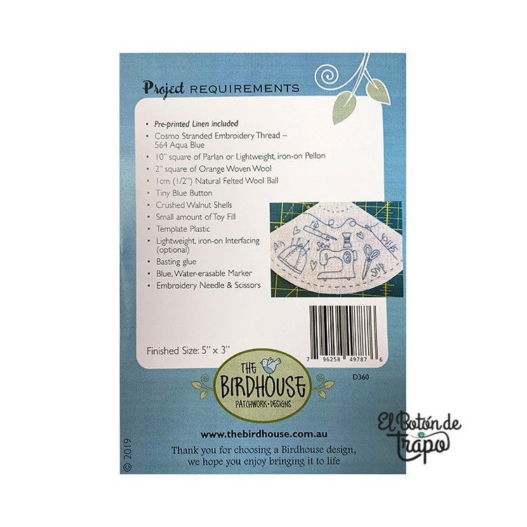 Lienzo y Patrón para Bordar Alfiletero de Costura Esencial Natalie Bird ** Llega el 30 de noviembre**