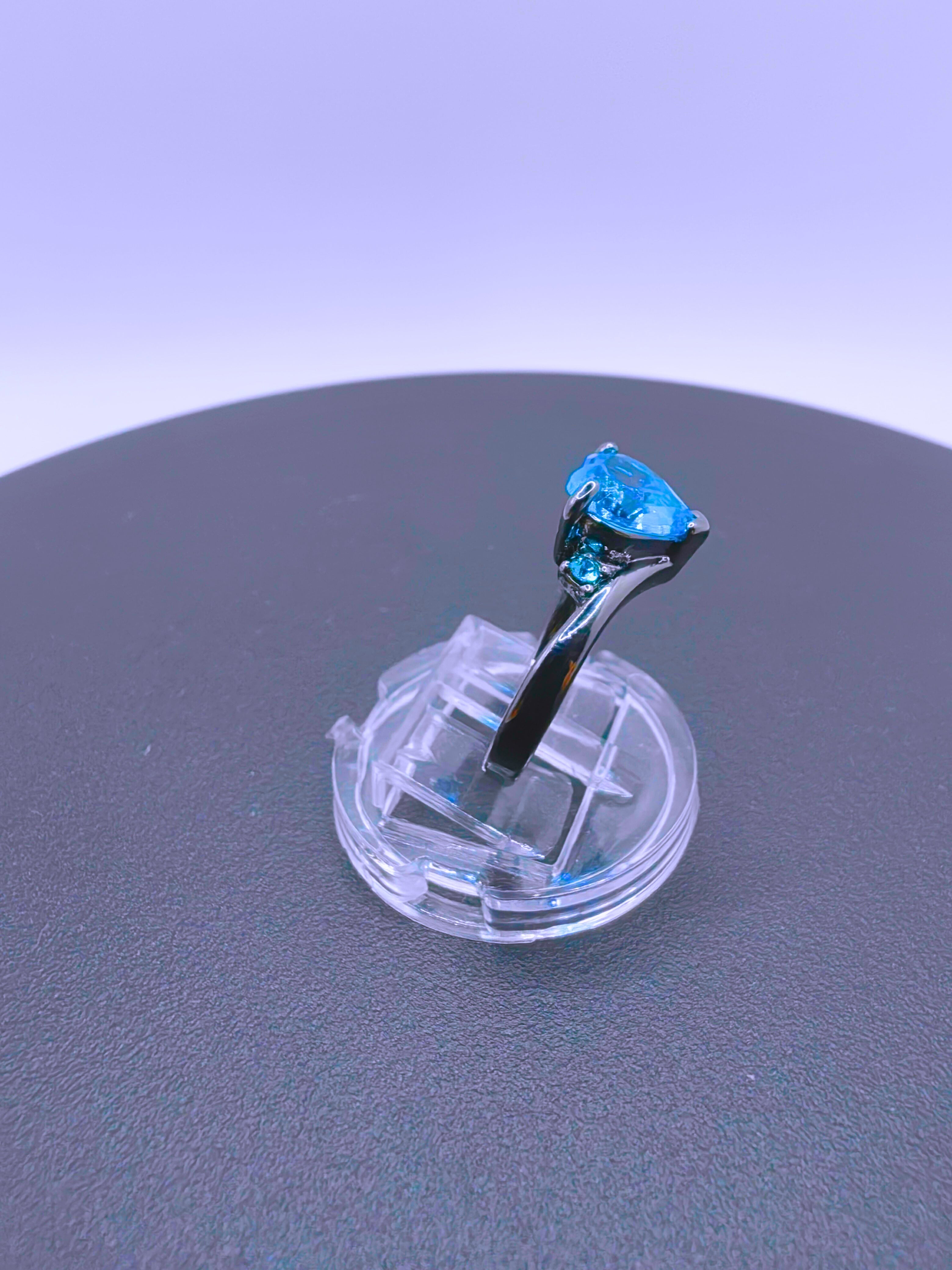 RB0063 - Anillo Cobre Circonita Cubica Azul Cerrado Negro Calenbi