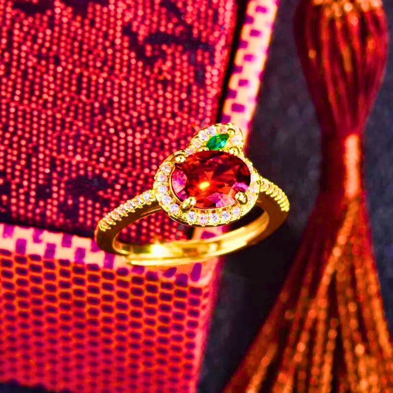 RB0022 - Anillo Cobre Zanahoria Circonita Cubica Naranja y Verde Calenbi