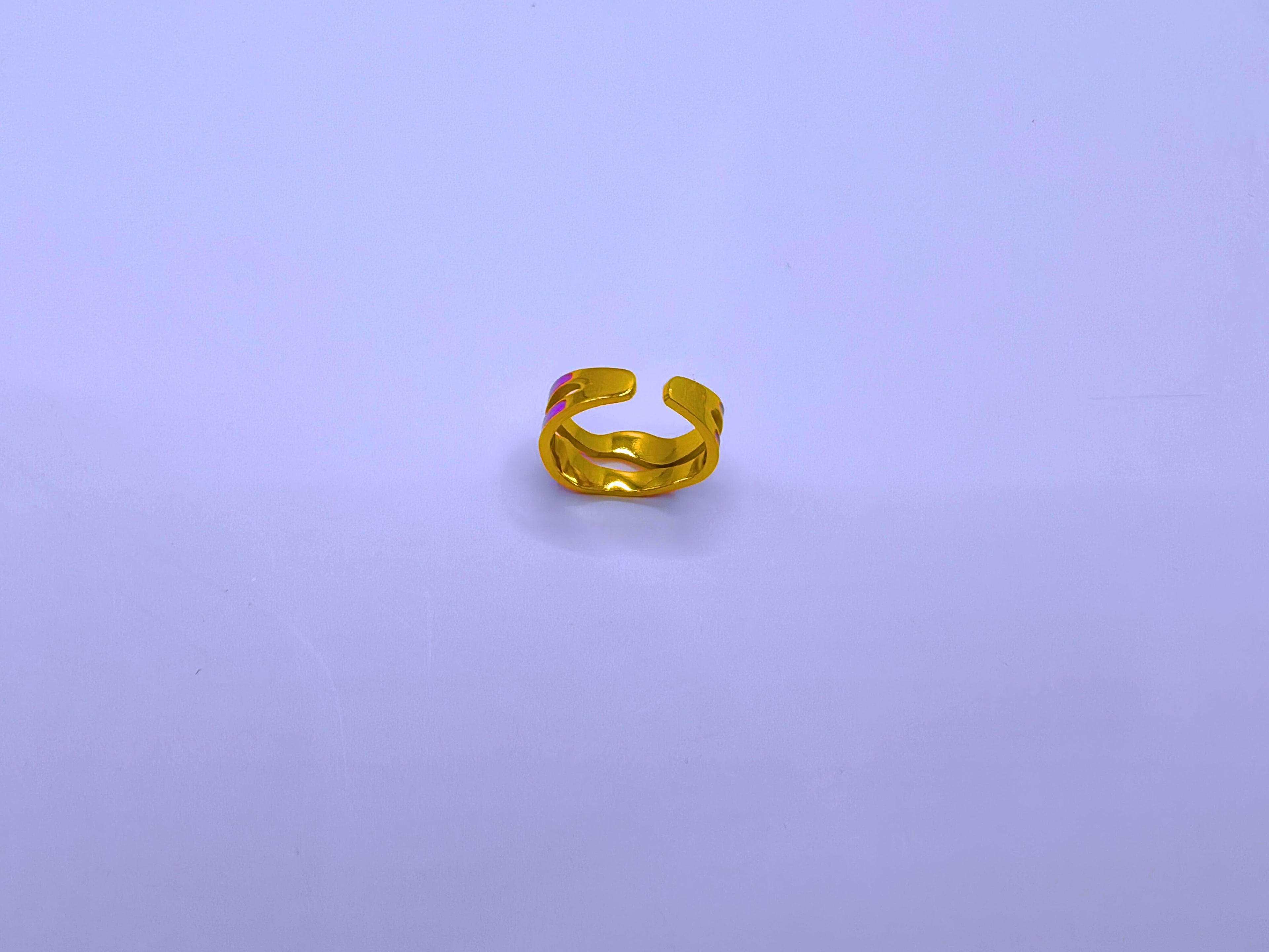 RB0006-10 Anillo Acero Inoxidable Epoxica Chapa Oro 10k Calenbi