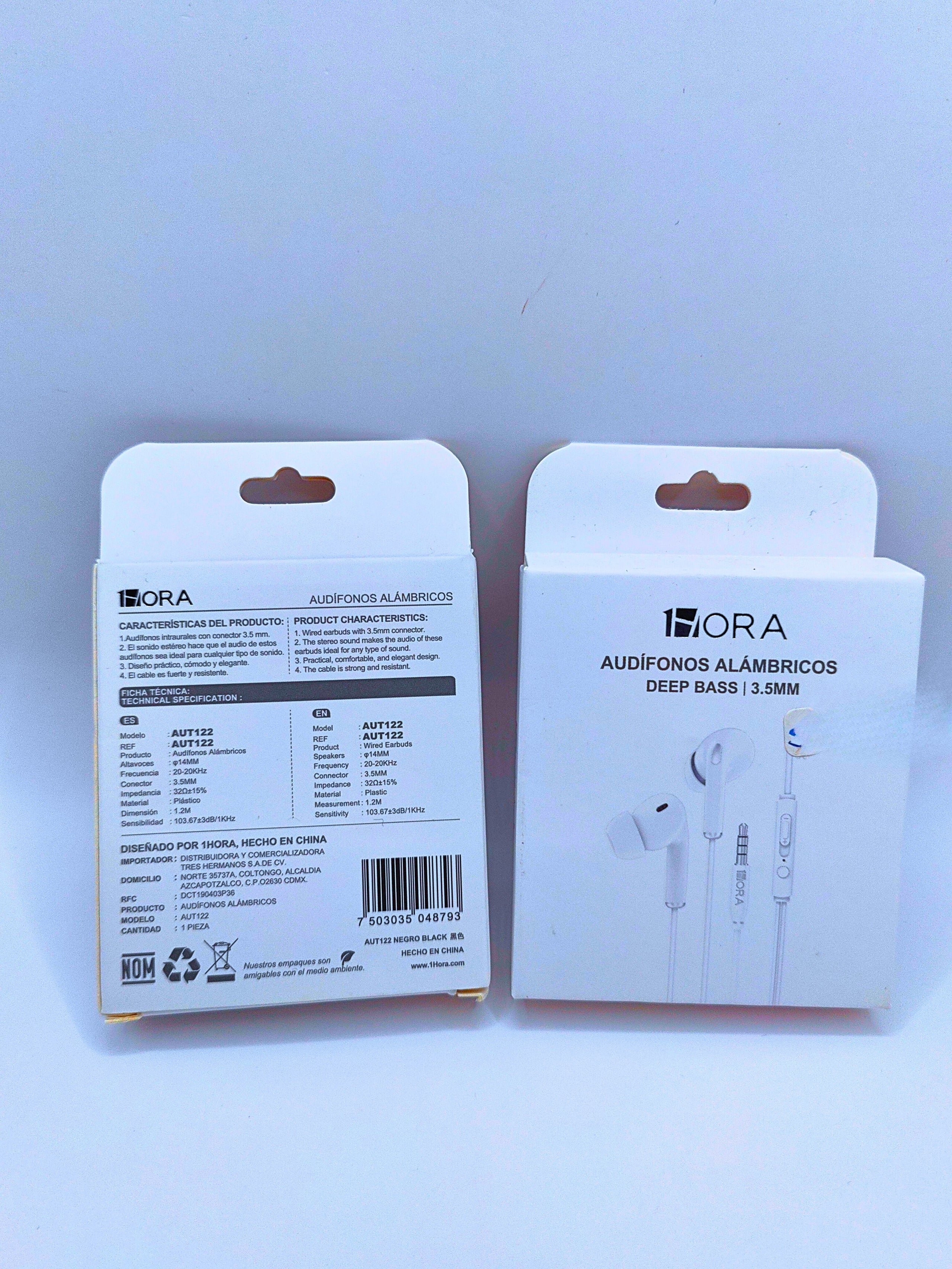 AUT122 - Audífonos Inalambricos Deep Bass 3.5MM Blanco 1Hora