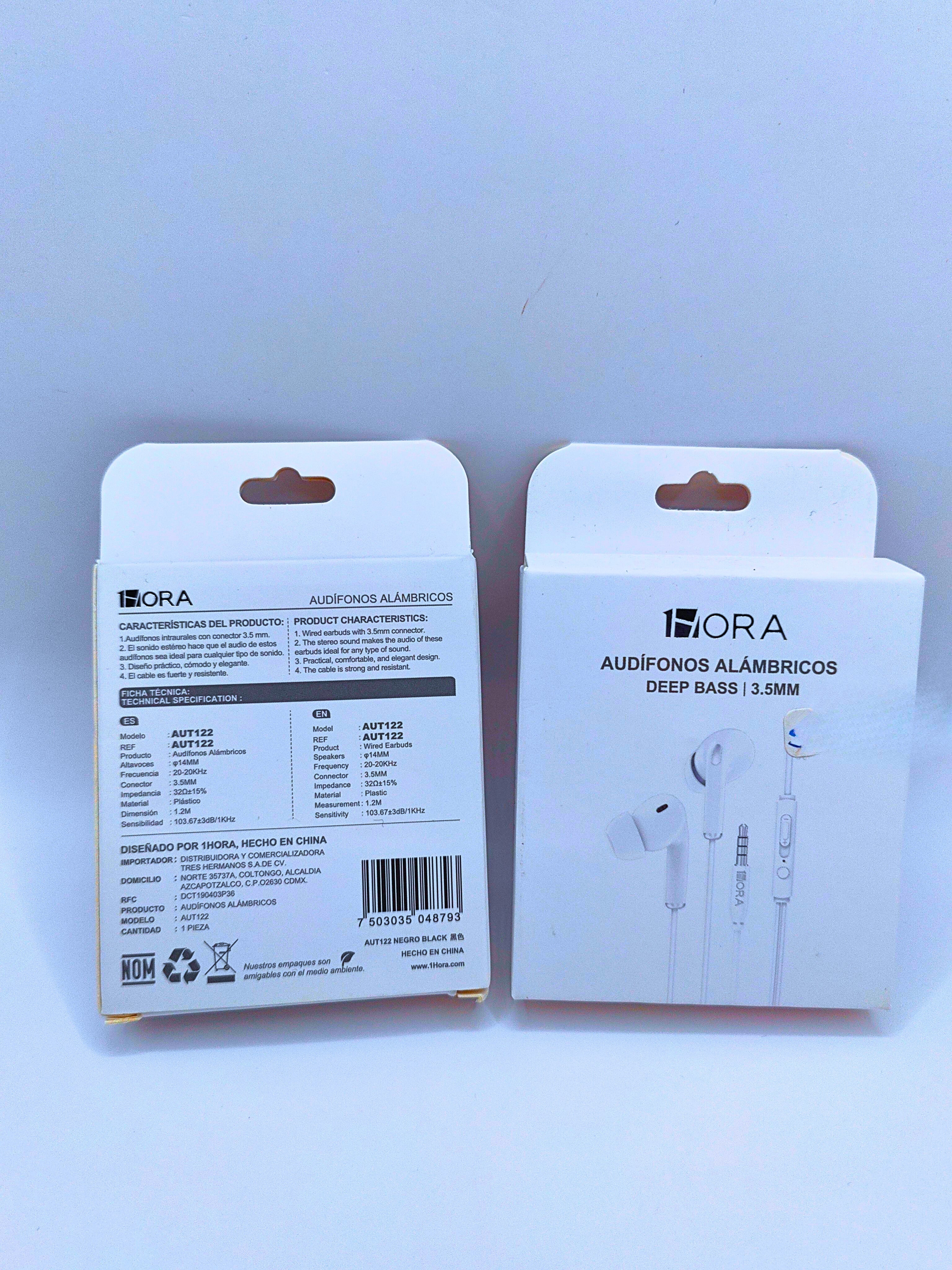 AUT122 - Audífonos Inalambricos Deep Bass 3.5MM Blanco 1Hora